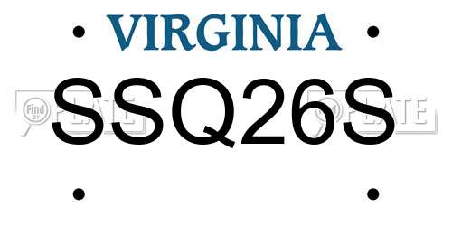SSQ26S Virginia License Plate