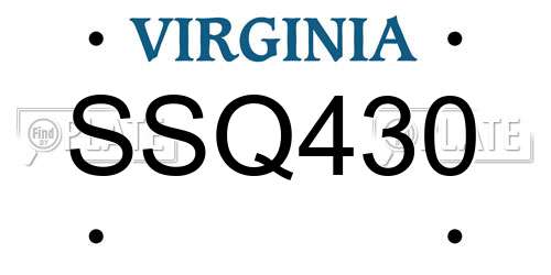 SSQ430 Virginia License Plate