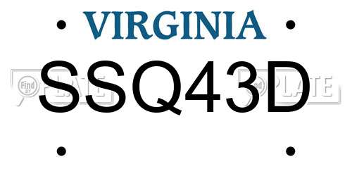 SSQ43D Virginia License Plate