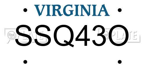 SSQ43O Virginia License Plate