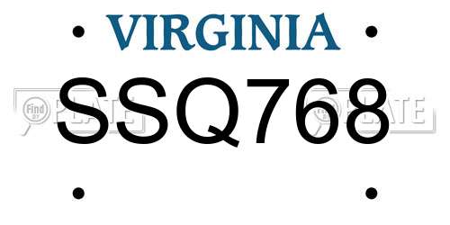 SSQ768 Virginia License Plate