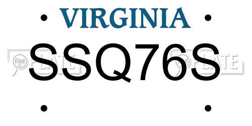 SSQ76S Virginia License Plate