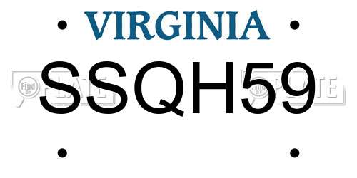 SSQH59 Virginia License Plate