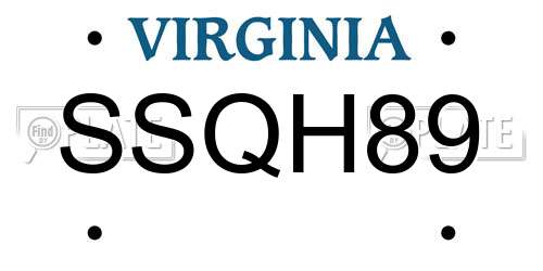 SSQH89 Virginia License Plate
