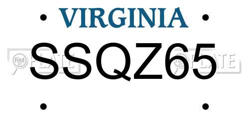 SSQZ65 Virginia License Plate