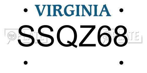 SSQZ68 Virginia License Plate