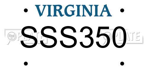 SSS350 Virginia License Plate