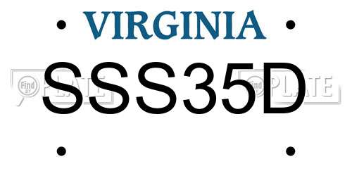 SSS35D Virginia License Plate