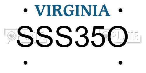 SSS35O Virginia License Plate