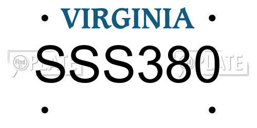 SSS380 Virginia License Plate