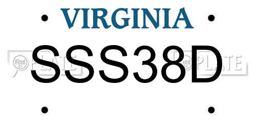 SSS38D Virginia License Plate