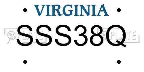 SSS38Q Virginia License Plate
