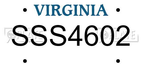 SSS4602 Virginia License Plate