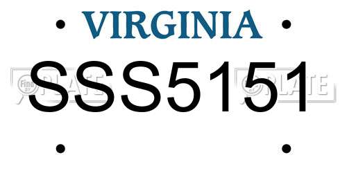 SSS5151 Virginia License Plate
