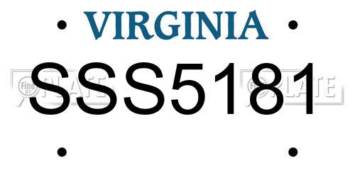 SSS5181 Virginia License Plate
