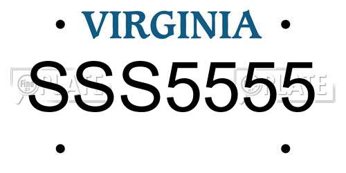 SSS5555 Virginia License Plate