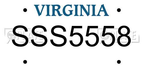 SSS5558 Virginia License Plate