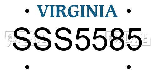 SSS5585 Virginia License Plate