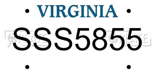 SSS5855 Virginia License Plate