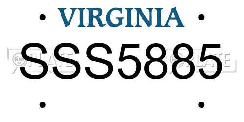 SSS5885 Virginia License Plate