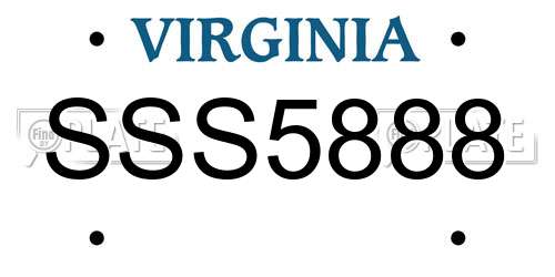 SSS5888 Virginia License Plate