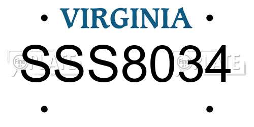 SSS8034 Virginia License Plate