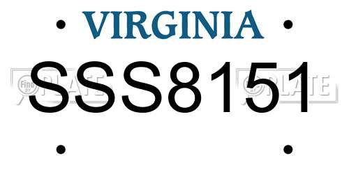 SSS8151 Virginia License Plate