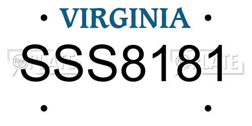 SSS8181 Virginia License Plate