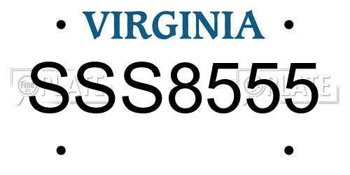 SSS8555 Virginia License Plate