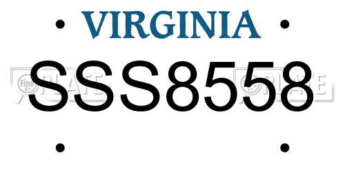 SSS8558 Virginia License Plate
