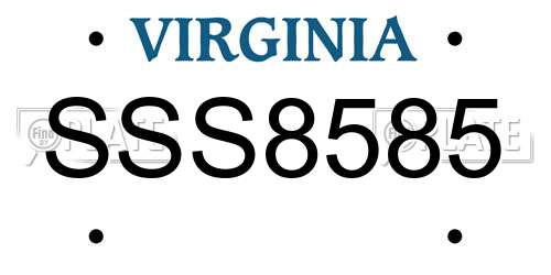 SSS8585 Virginia License Plate