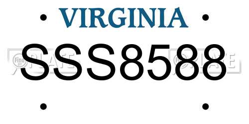 SSS8588 Virginia License Plate