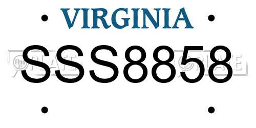 SSS8858 Virginia License Plate