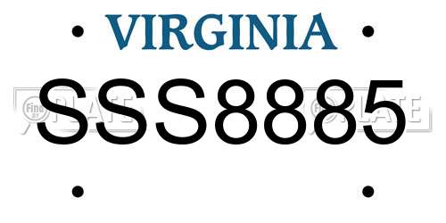 SSS8885 Virginia License Plate