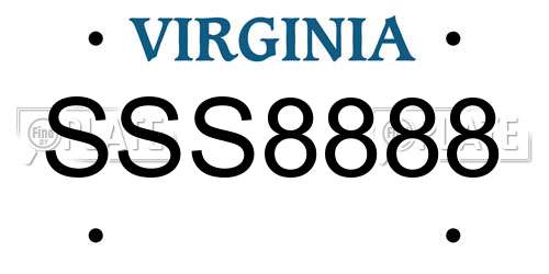 SSS8888 Virginia License Plate