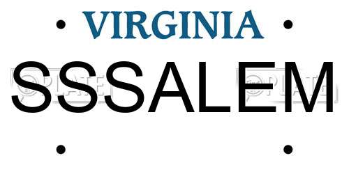 SSSALEM Virginia License Plate