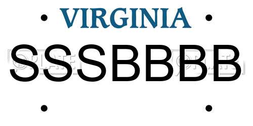 SSSBBBB Virginia License Plate