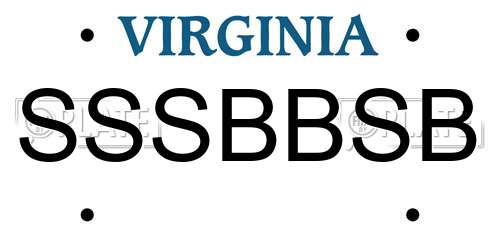SSSBBSB Virginia License Plate