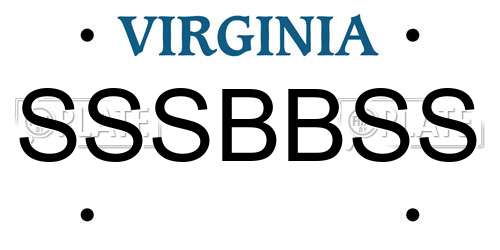 SSSBBSS Virginia License Plate