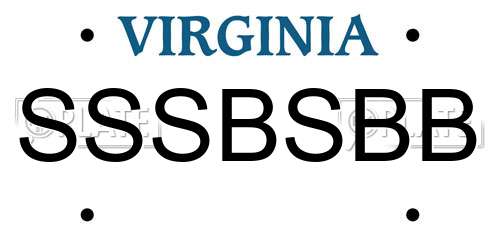 SSSBSBB Virginia License Plate