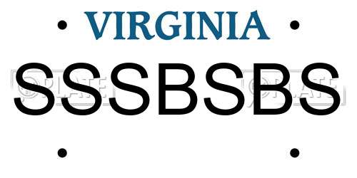 SSSBSBS Virginia License Plate