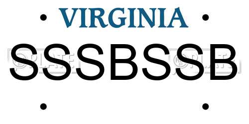 SSSBSSB Virginia License Plate