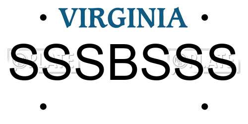 SSSBSSS Virginia License Plate