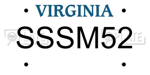 SSSM52 Virginia License Plate