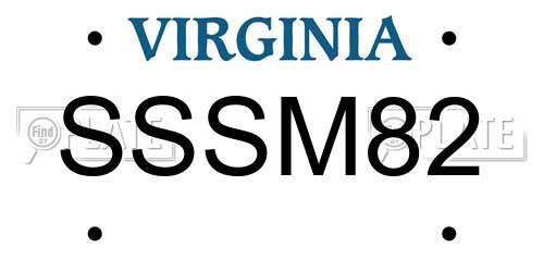 SSSM82 Virginia License Plate