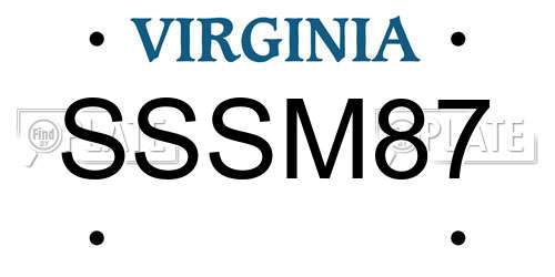 SSSM87 Virginia License Plate