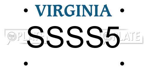 SSSS5 Virginia License Plate