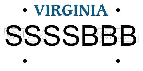 SSSSBBB Virginia License Plate