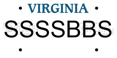 SSSSBBS Virginia License Plate