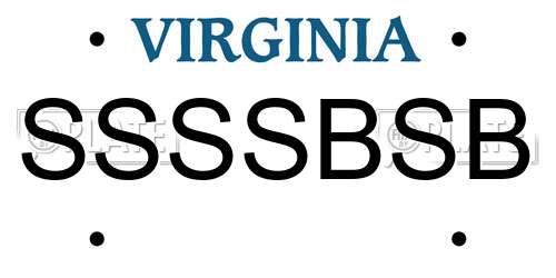 SSSSBSB Virginia License Plate